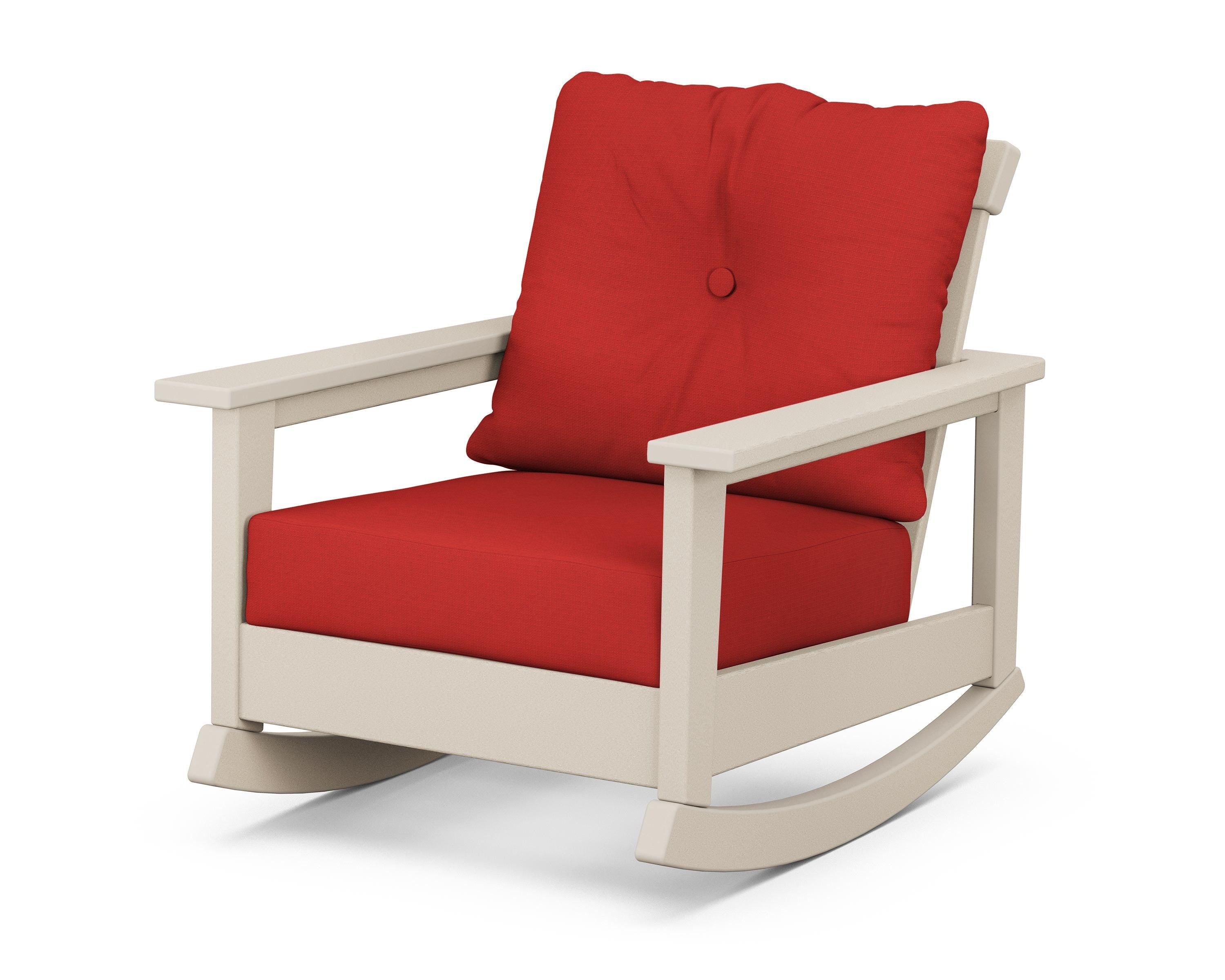 POLYWOOD® Prescott Deep Seating Rocking Chair in Sand / Crimson Linen