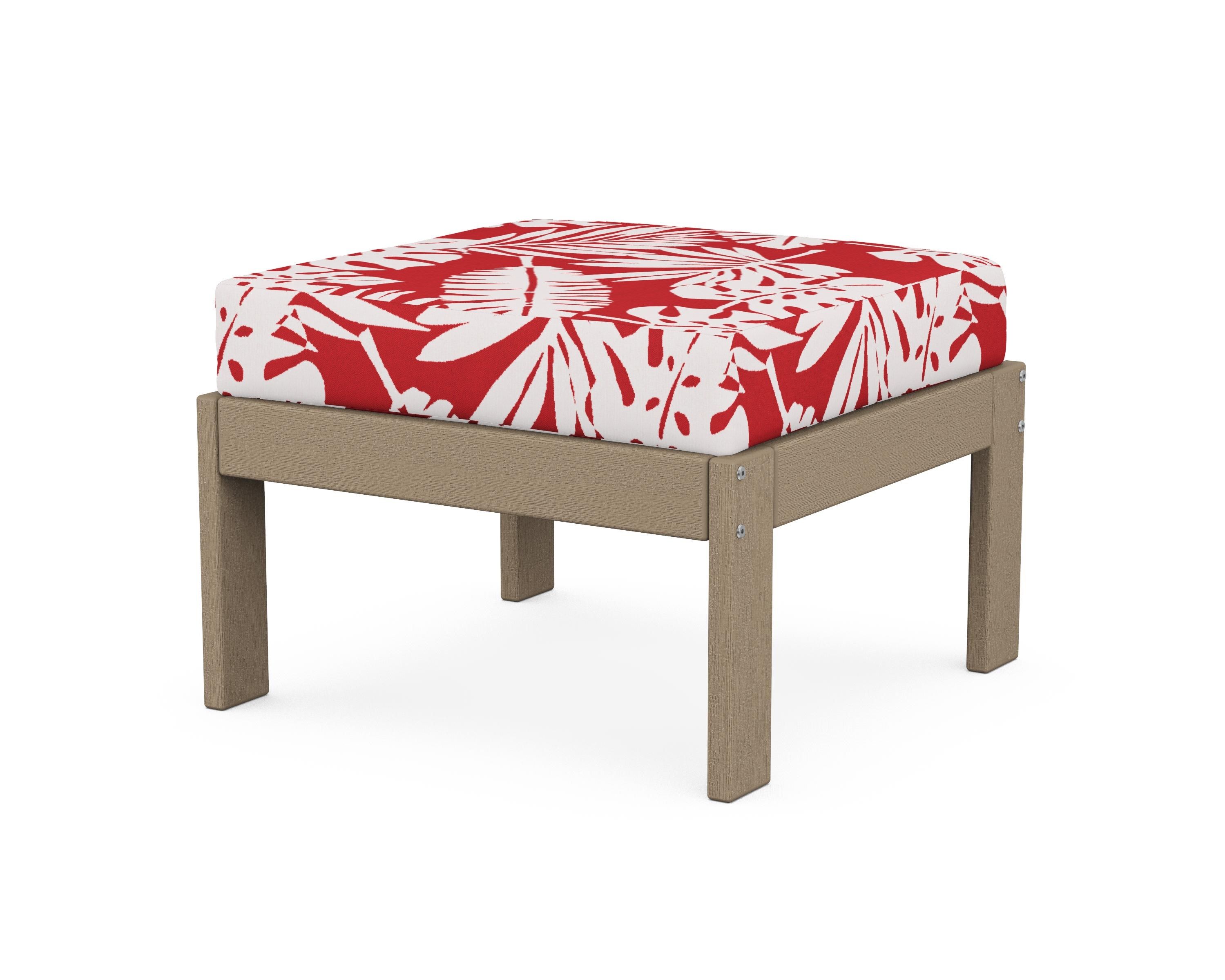 POLYWOOD® Vineyard Modular Ottoman in Vintage Sahara / Leaf Crimson