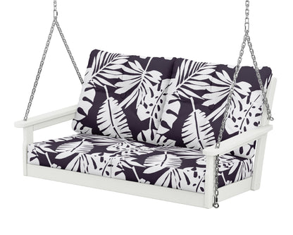 POLYWOOD® Vineyard Deep Seating Swing in Vintage White / Leaf Navy