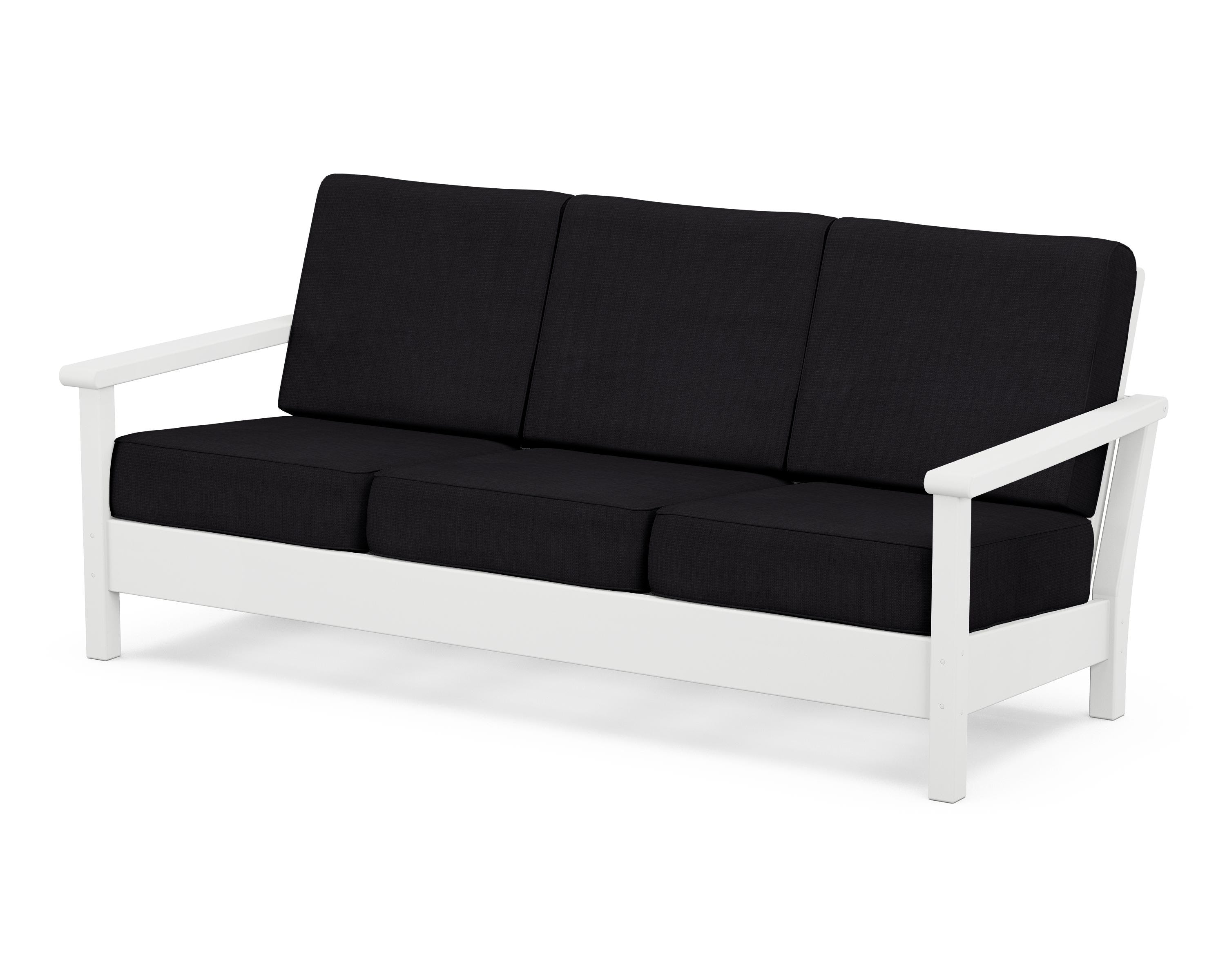 POLYWOOD® Harbour Deep Seating Sofa in White / Midnight Linen