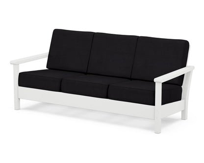 POLYWOOD® Harbour Deep Seating Sofa in White / Midnight Linen