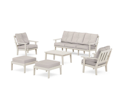 POLYWOOD® Oxford 6-Piece Lounge Sofa Set in Sand / Dune Burlap