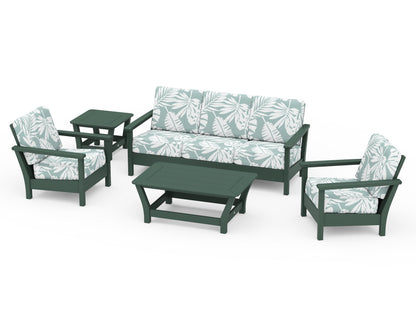 POLYWOOD® Harbour 5-Piece Deep Seating Set in Green / Leaf Glacier Spa