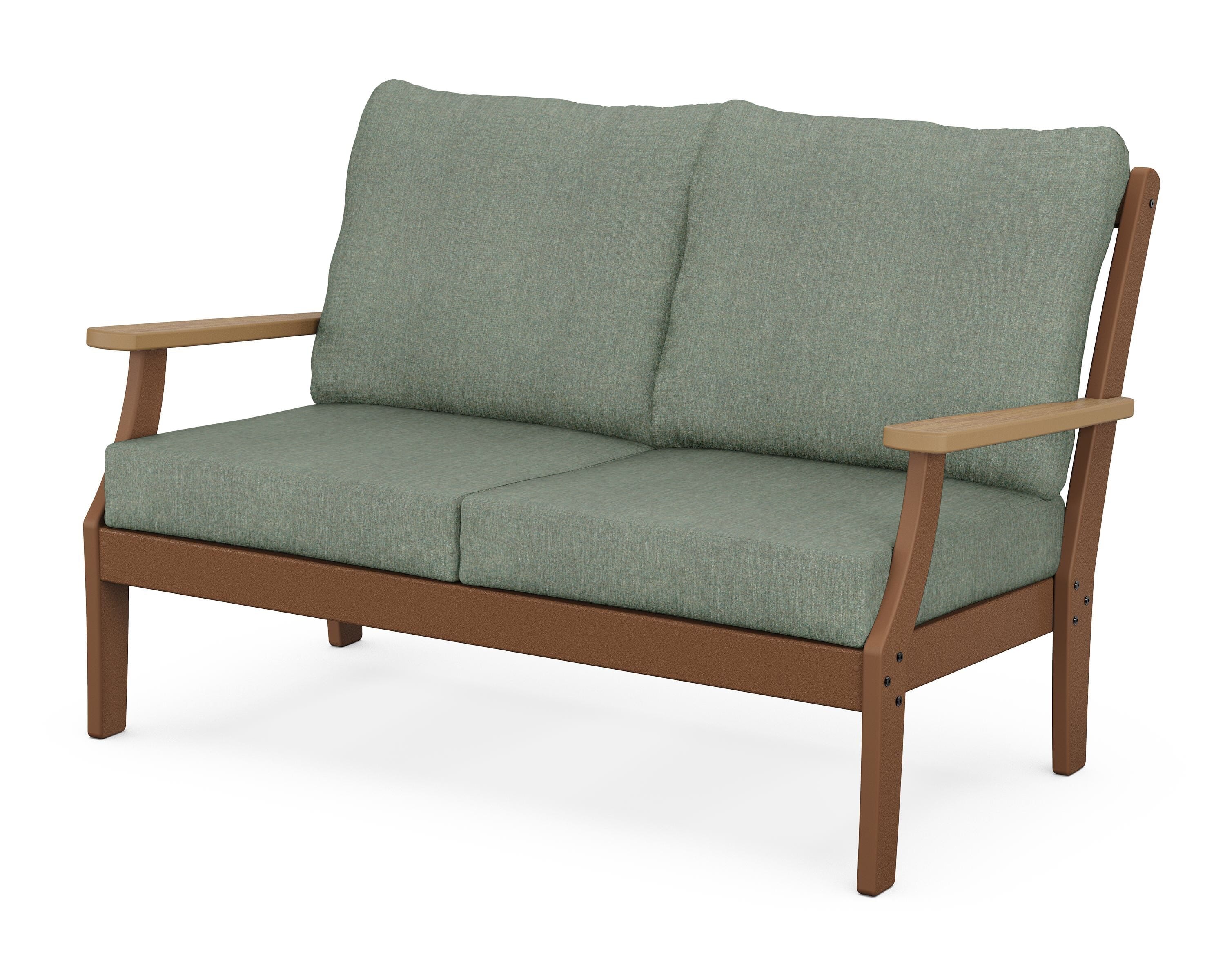 POLYWOOD® Braxton Deep Seating Loveseat in Teak / Natural / Cast Sage