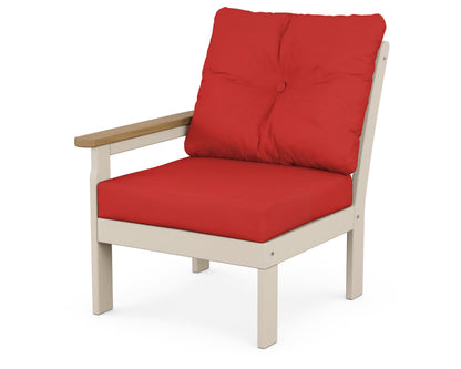 POLYWOOD® Vineyard Modular Left Arm Chair in Sand / Natural / Crimson Linen
