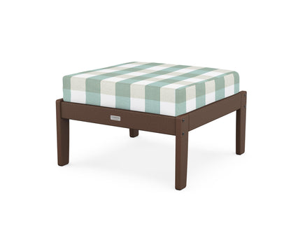 Country Living Cottage Deep Seating Ottoman in Mahogany / Buffalo Plaid Glacier Spa