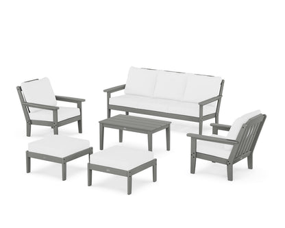 Country Living Cottage 6-Piece Lounge Sofa Set in Slate Grey / Natural