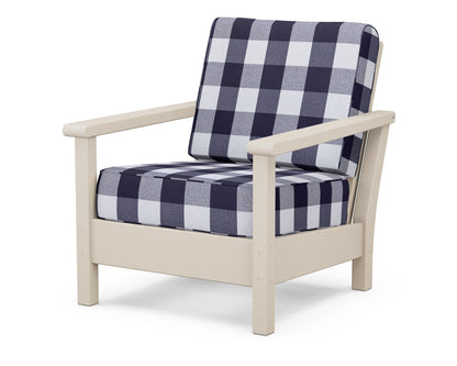 POLYWOOD® Harbour Deep Seating Chair in Sand / Buffalo Plaid Navy