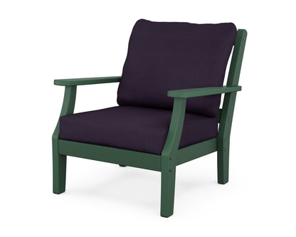 Martha Stewart by POLYWOOD® Chinoiserie Deep Seating Chair in Green / Navy Linen