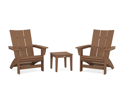 POLYWOOD® 3-Piece Modern Grand Adirondack Set in Teak