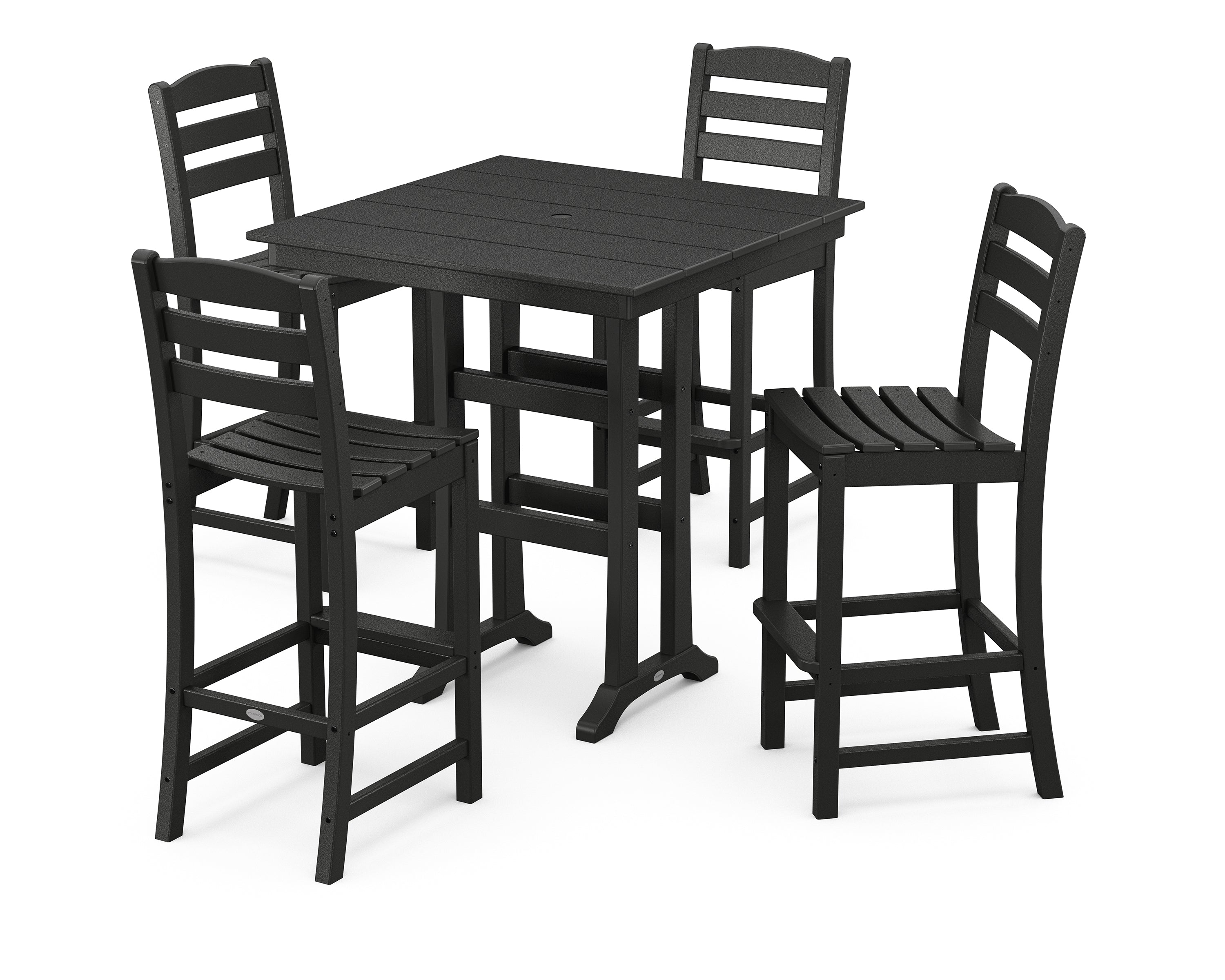 POLYWOOD® La Casa Café 5-Piece Farmhouse Trestle Bar Set in Black