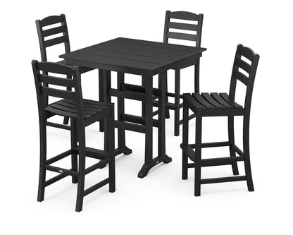 POLYWOOD® La Casa Café 5-Piece Farmhouse Trestle Bar Set in Black