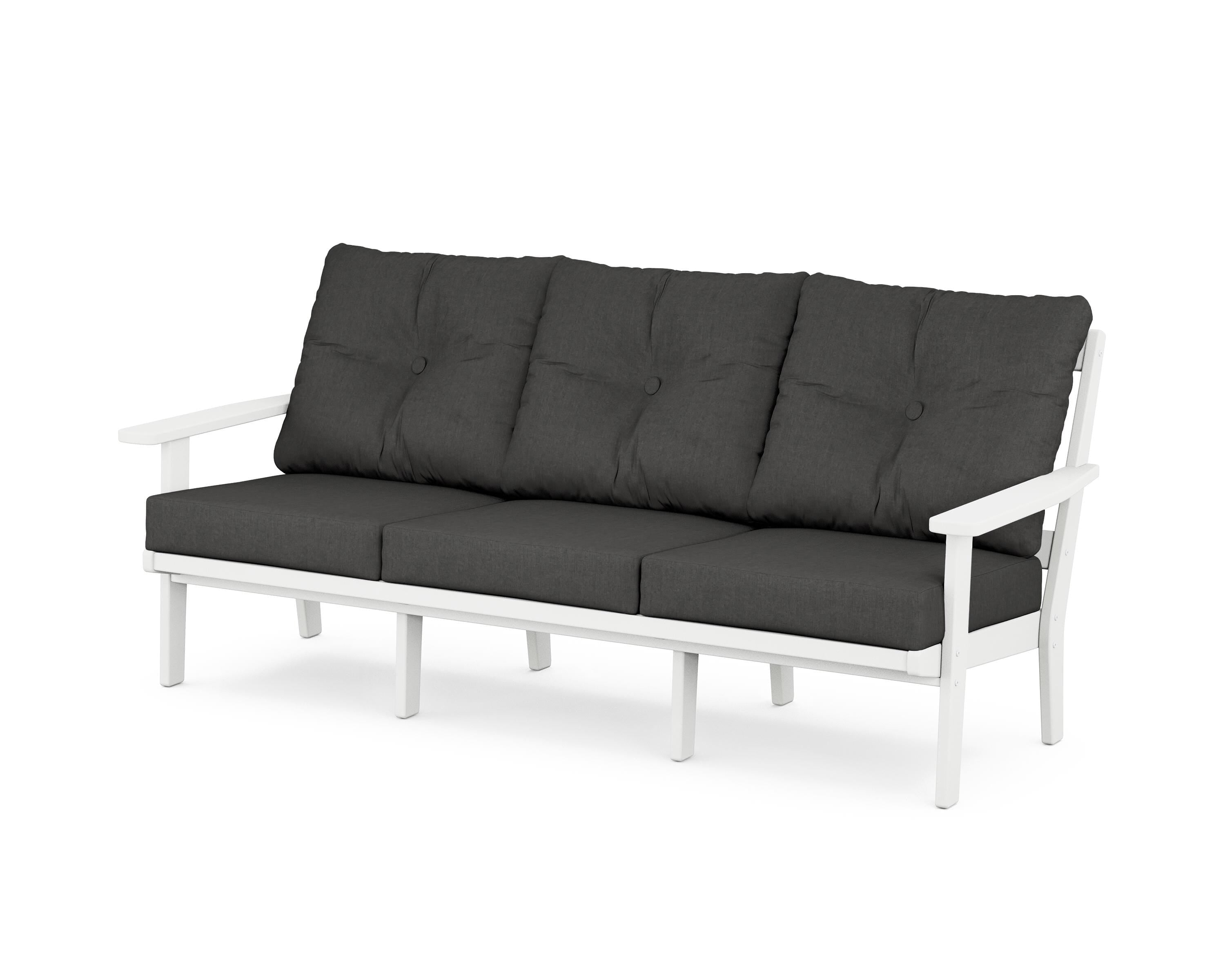POLYWOOD® Prairie Deep Seating Sofa in White / Spectrum Carbon