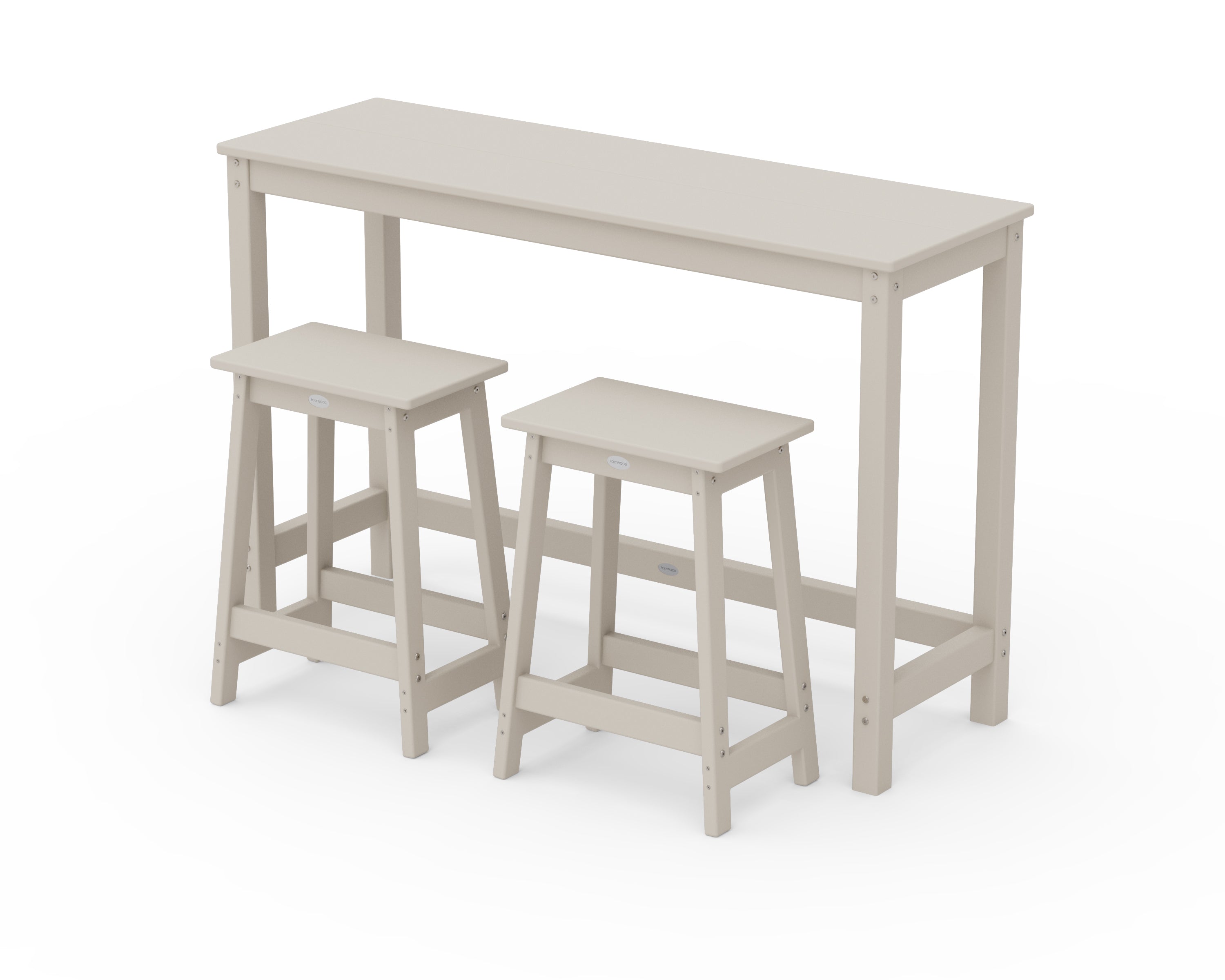 POLYWOOD® Modern Studio Stool 3-Piece Counter Balcony Set in Sand