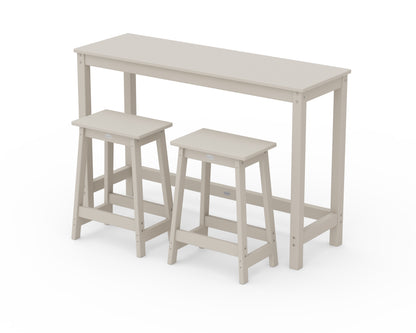 POLYWOOD® Modern Studio Stool 3-Piece Counter Balcony Set in Sand