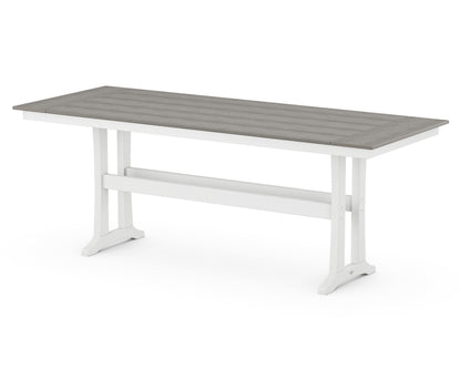 POLYWOOD® Farmhouse Trestle 38" x 96" Counter Table in White / Driftwood