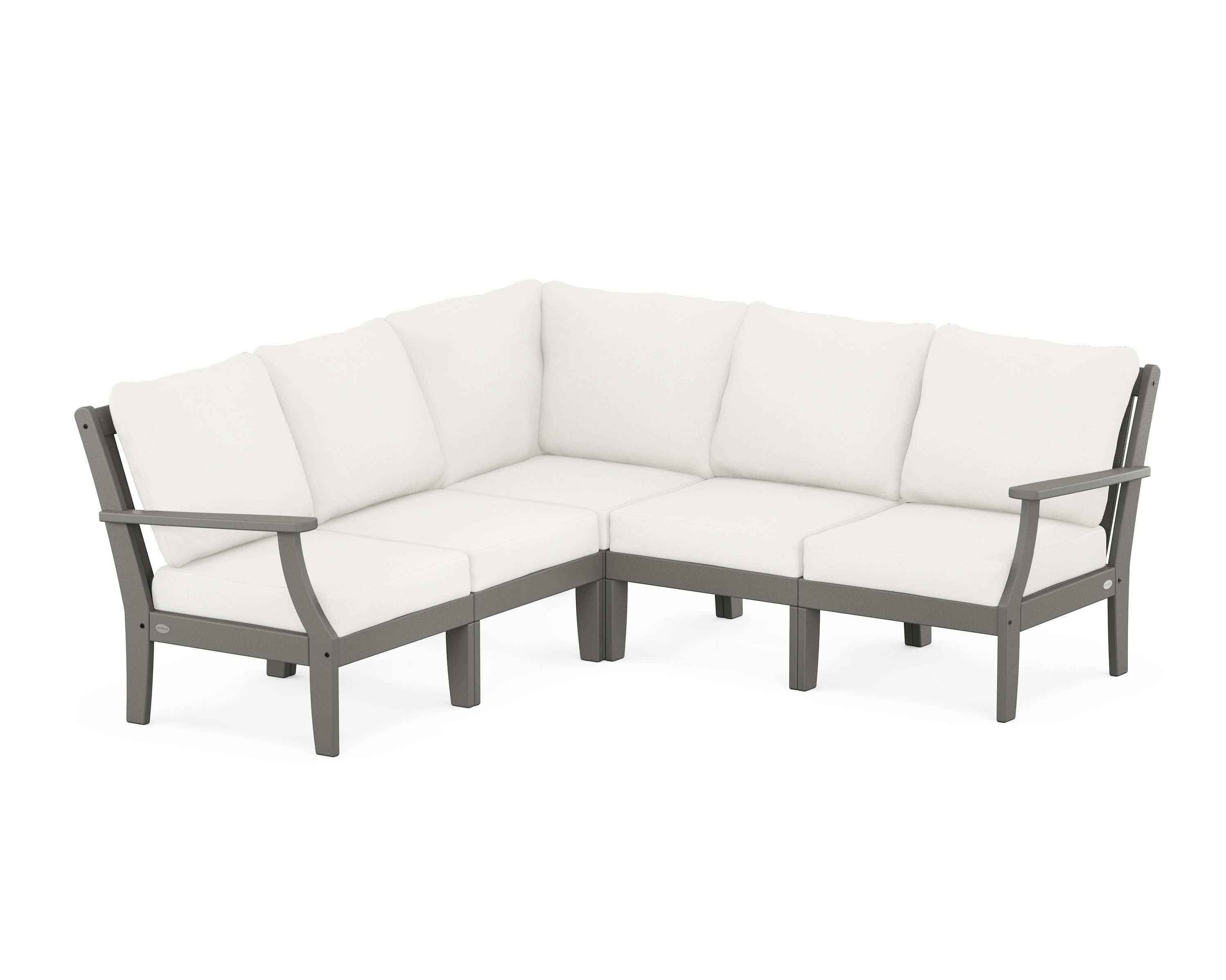 POLYWOOD® Braxton Modular 5-Piece Deep Seating Set in Slate Grey / Natural Linen