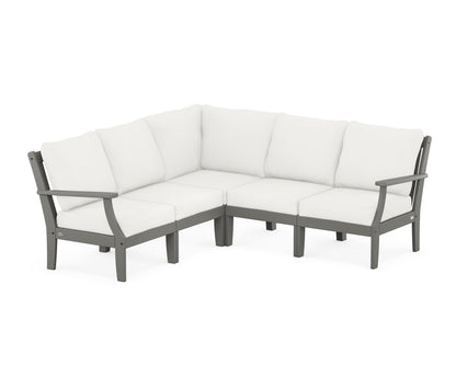 POLYWOOD® Braxton Modular 5-Piece Deep Seating Set in Slate Grey / Natural Linen