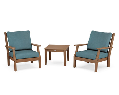 Country Living Wovendale 3-Piece Deep Seating Set in Teak / Ocean Teal
