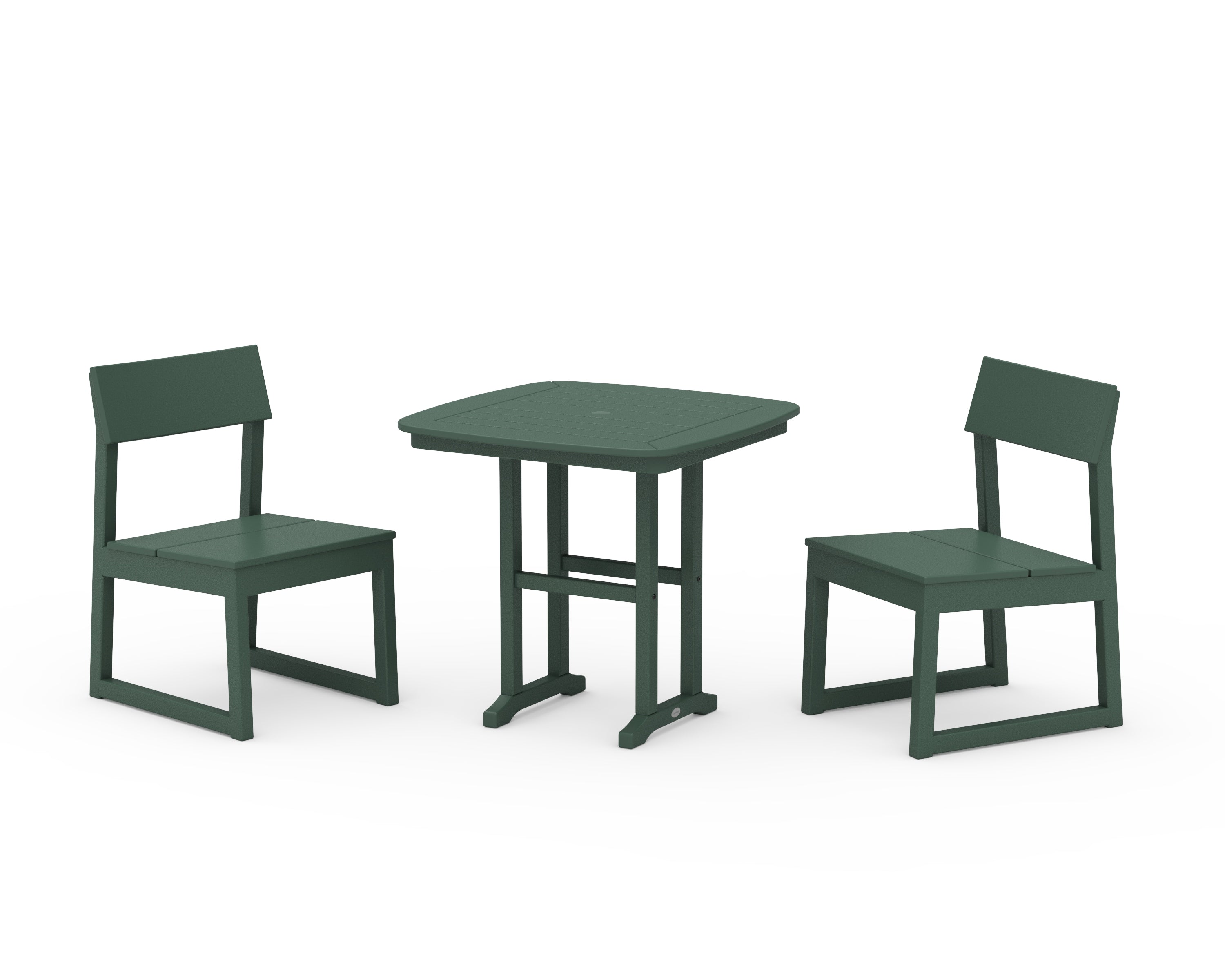 POLYWOOD® EDGE Side Chair 3-Piece Dining Set in Green