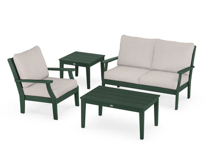 POLYWOOD® Braxton 4-Piece Deep Seating Set in Green / Dune Burlap