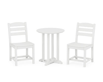 POLYWOOD® La Casa Café Side Chair 3-Piece Round Bistro Dining Set in White