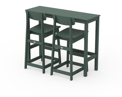 POLYWOOD® Modern Studio Urban Bar Chair 3-Piece Balcony Set in Green