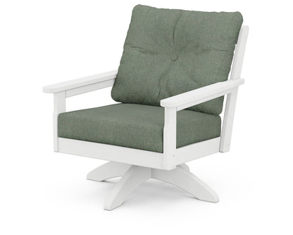 POLYWOOD® Vineyard Deep Seating Swivel Chair in White / Cast Sage