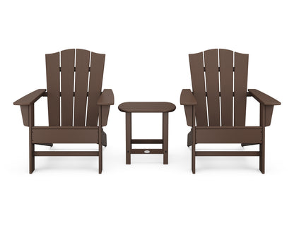 POLYWOOD® Wave 3-Piece Adirondack Chair Set with The Crest Chairs in Mahogany