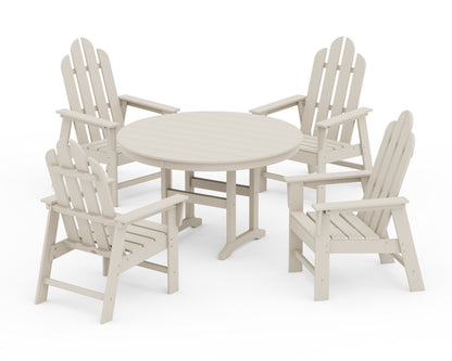 POLYWOOD® Long Island 5-Piece Round Farmhouse Dining Set in Sand