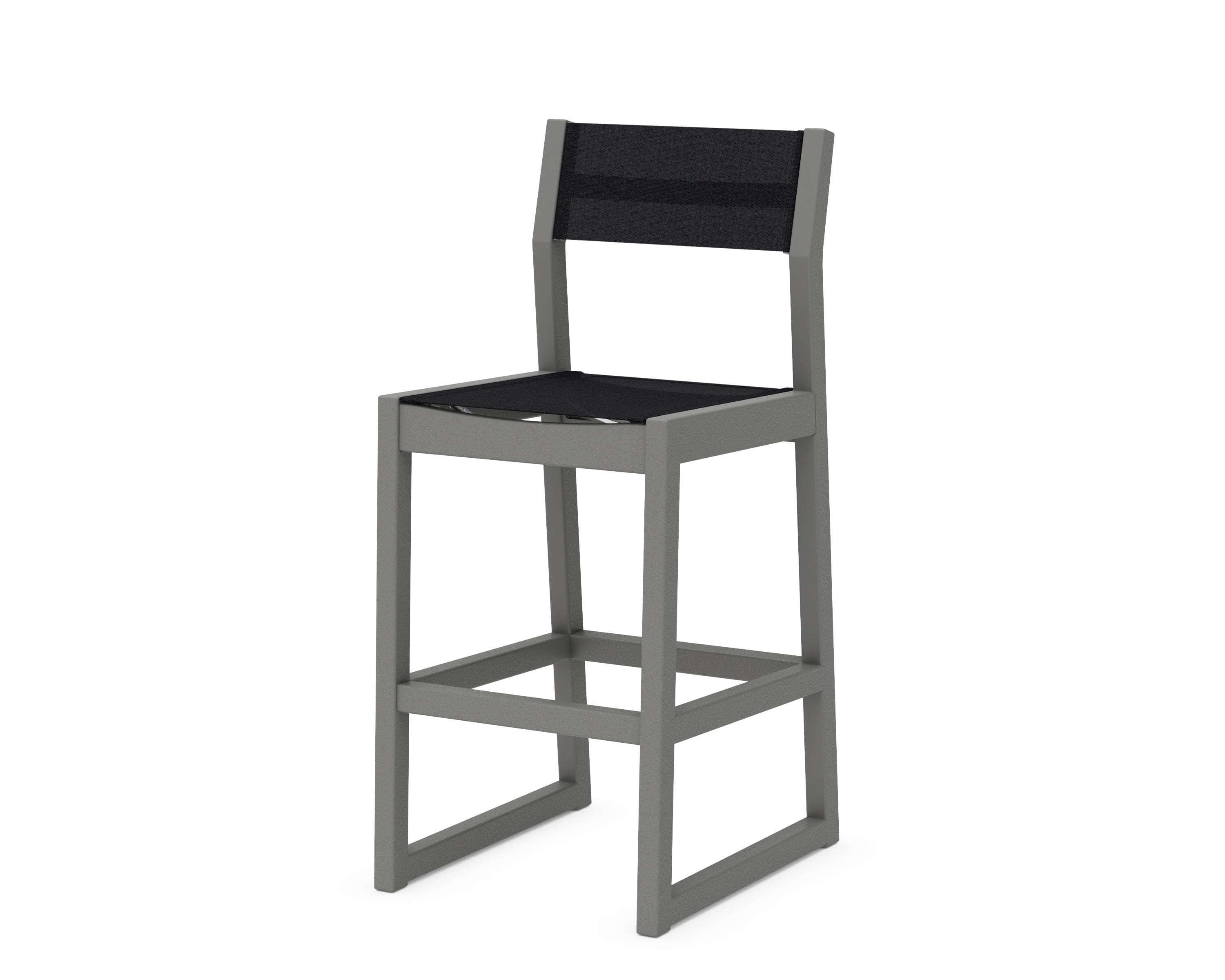 POLYWOOD® EDGE Sling Bar Side Chair in Slate Grey / Black Sling