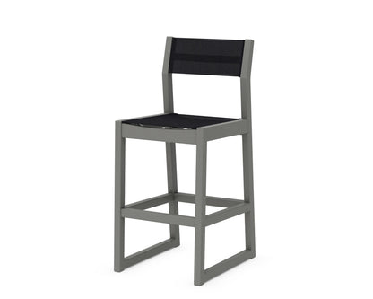 POLYWOOD® EDGE Sling Bar Side Chair in Slate Grey / Black Sling