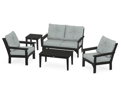 POLYWOOD® Vineyard 5-Piece Deep Seating Set in Black / Spa