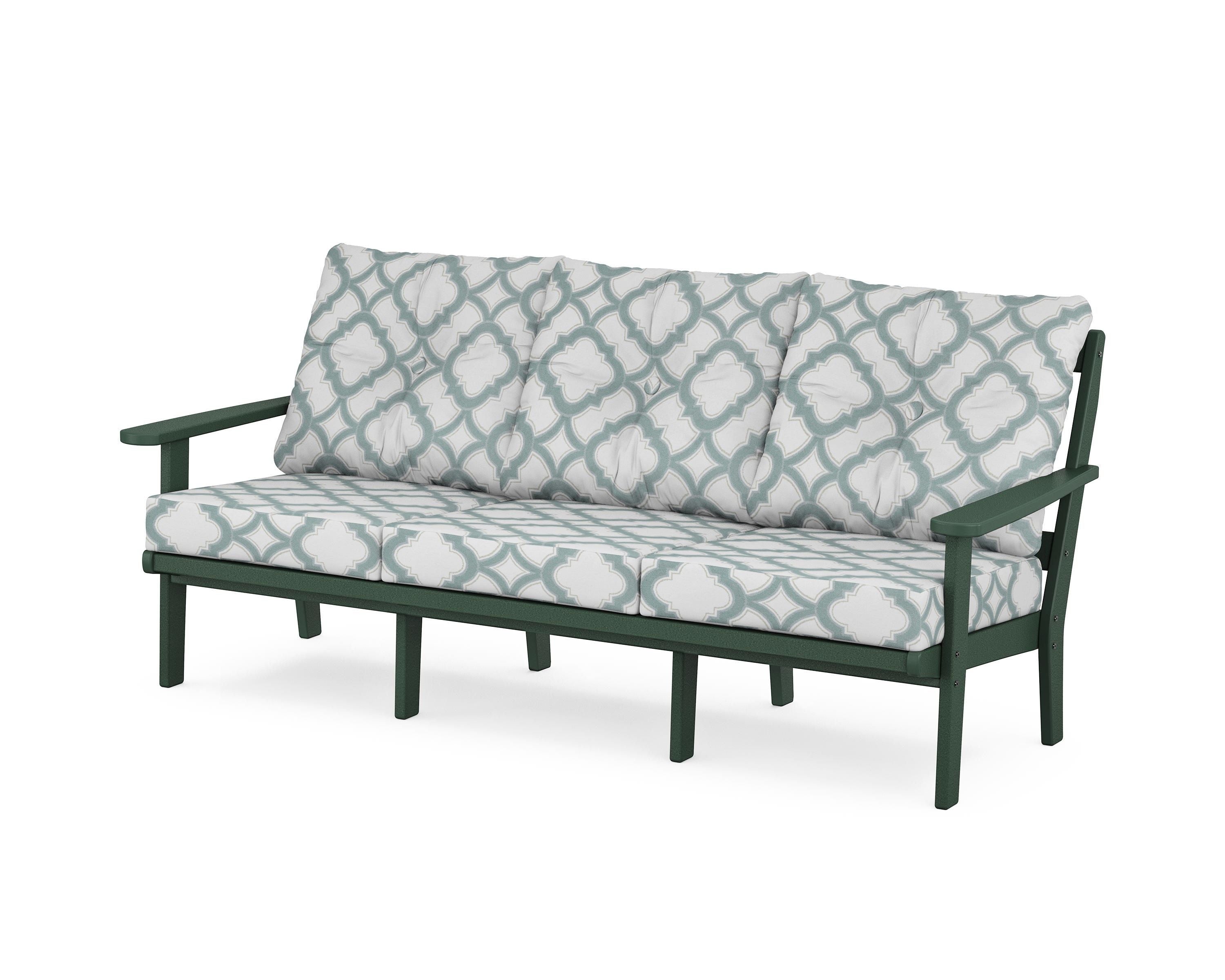 POLYWOOD® Mission Deep Seating Sofa in Green / Trellis Glacier Spa