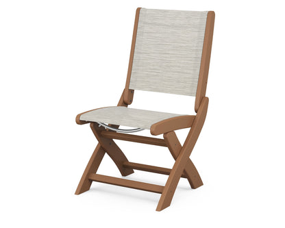 POLYWOOD® Coastal Folding Side Chair in Teak / Birch Sling