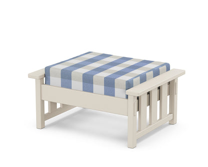 Martha Stewart by POLYWOOD® Acadia Deep Seating Ottoman in Sand / Buffalo Plaid Sky Blue