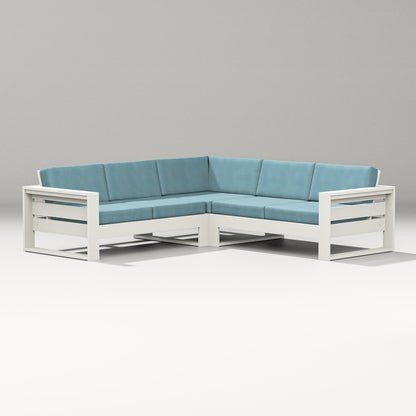 PW Designer Series Latitude Corner Sectional in Vintage White / Lattice Sky Blue