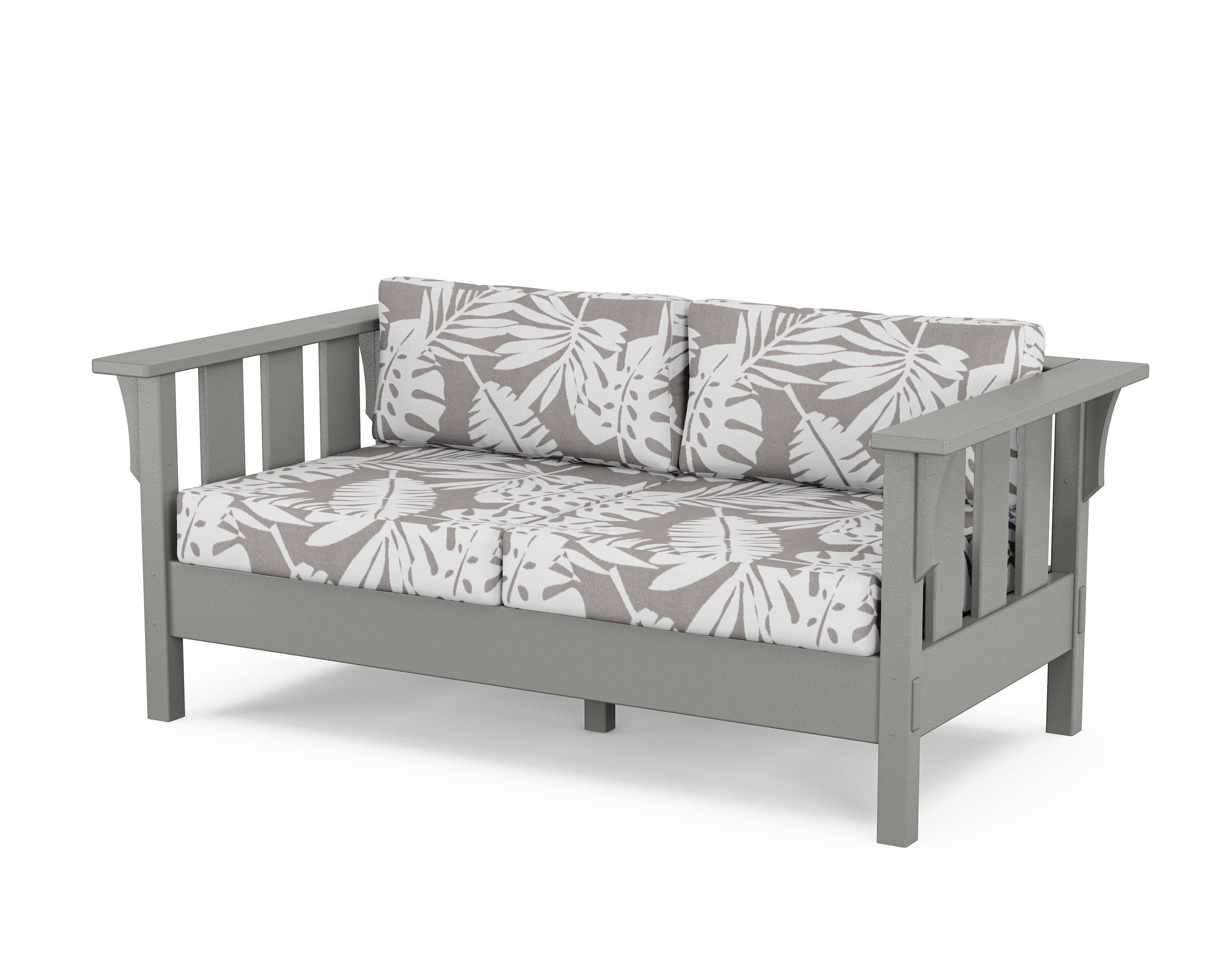 Martha Stewart by POLYWOOD® Acadia Deep Seating Loveseat in Slate Grey / Leaf Grey Mist