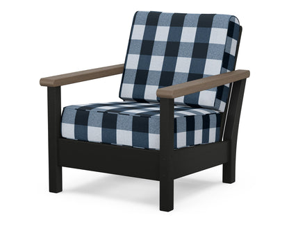 POLYWOOD® Harbour Deep Seating Chair in Black / Kona / Buffalo Plaid Marine Indigo