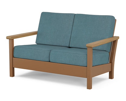 POLYWOOD® Harbour Deep Seating Loveseat in Teak / Natural / Ocean Teal