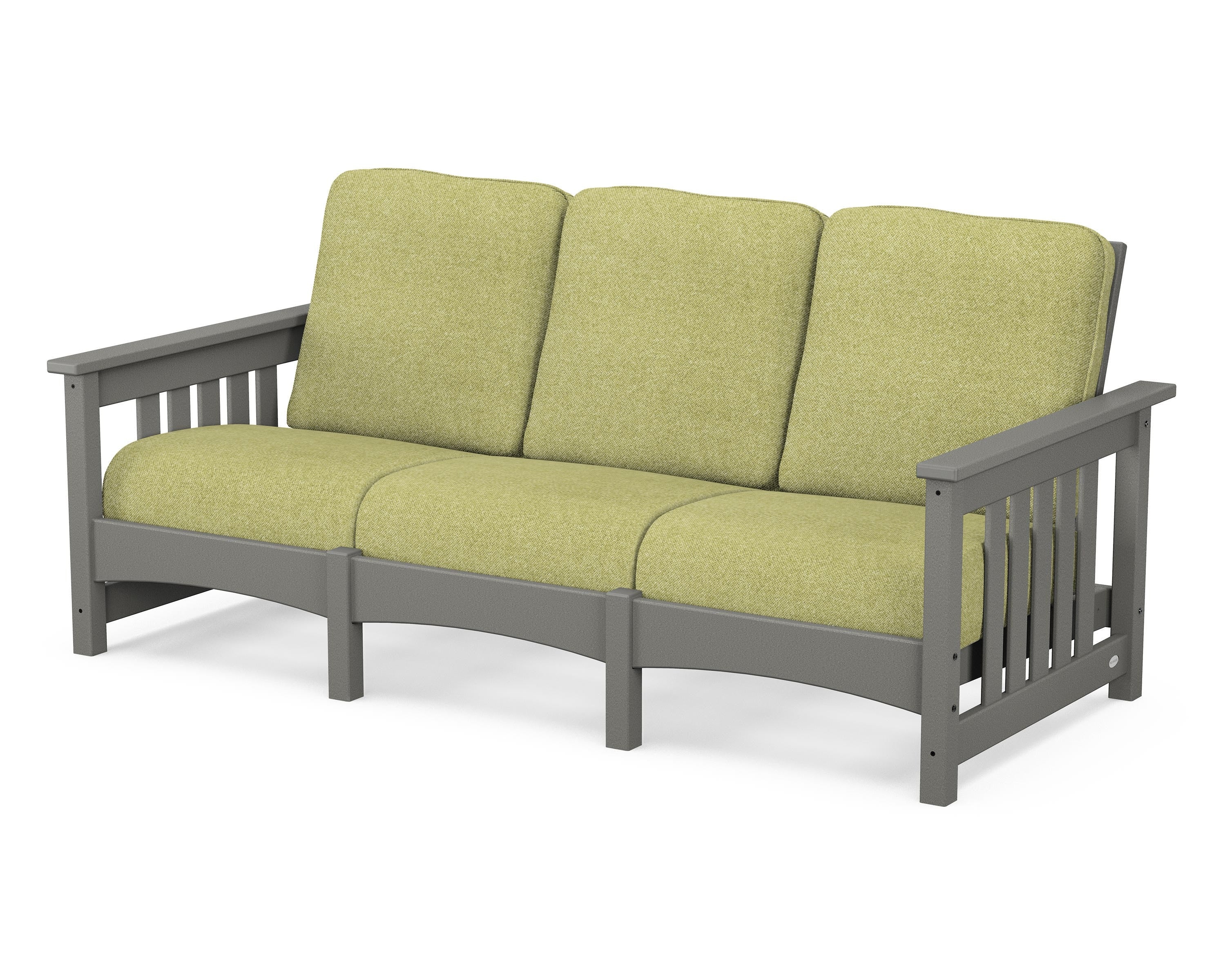 POLYWOOD® Club Mission Sofa in Slate Grey / Chartreuse Boucle