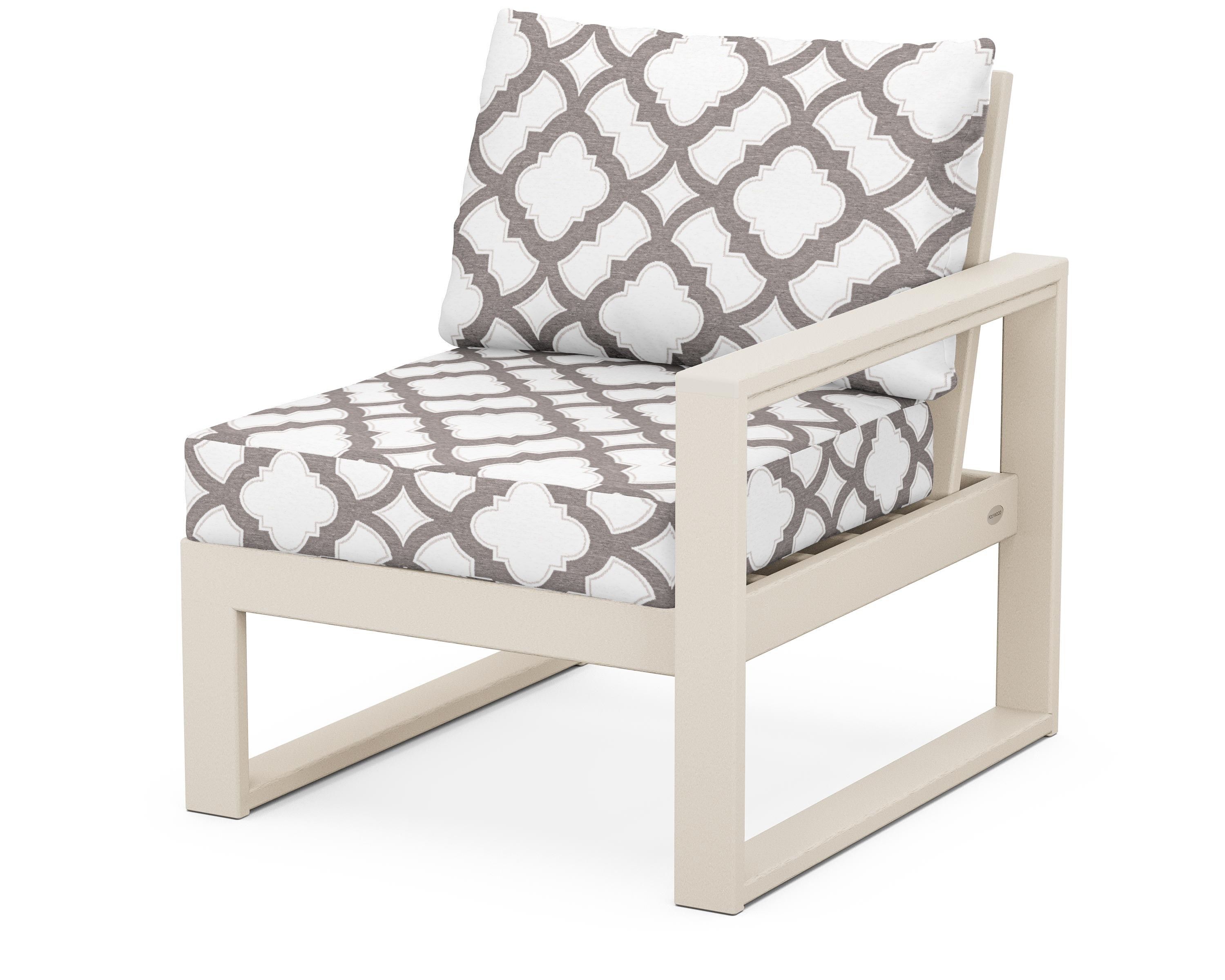 POLYWOOD® EDGE Modular Right Arm Chair in Sand / Trellis Grey Mist