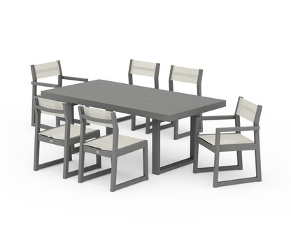 POLYWOOD® EDGE Sling 7-Piece Dining Set in Slate Grey / Parchment Sling