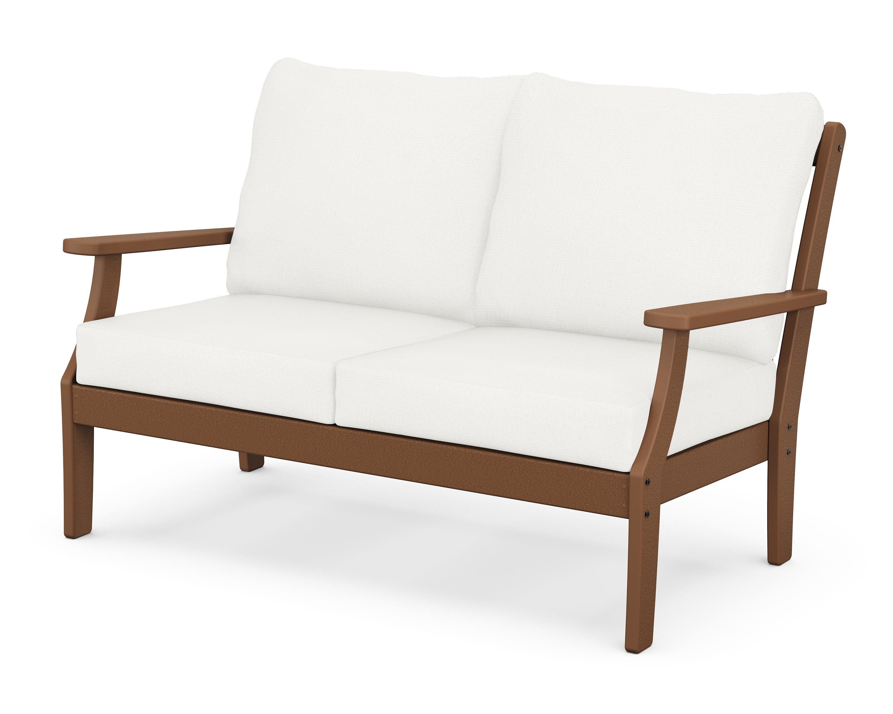 POLYWOOD® Braxton Deep Seating Loveseat in Teak / Natural Linen