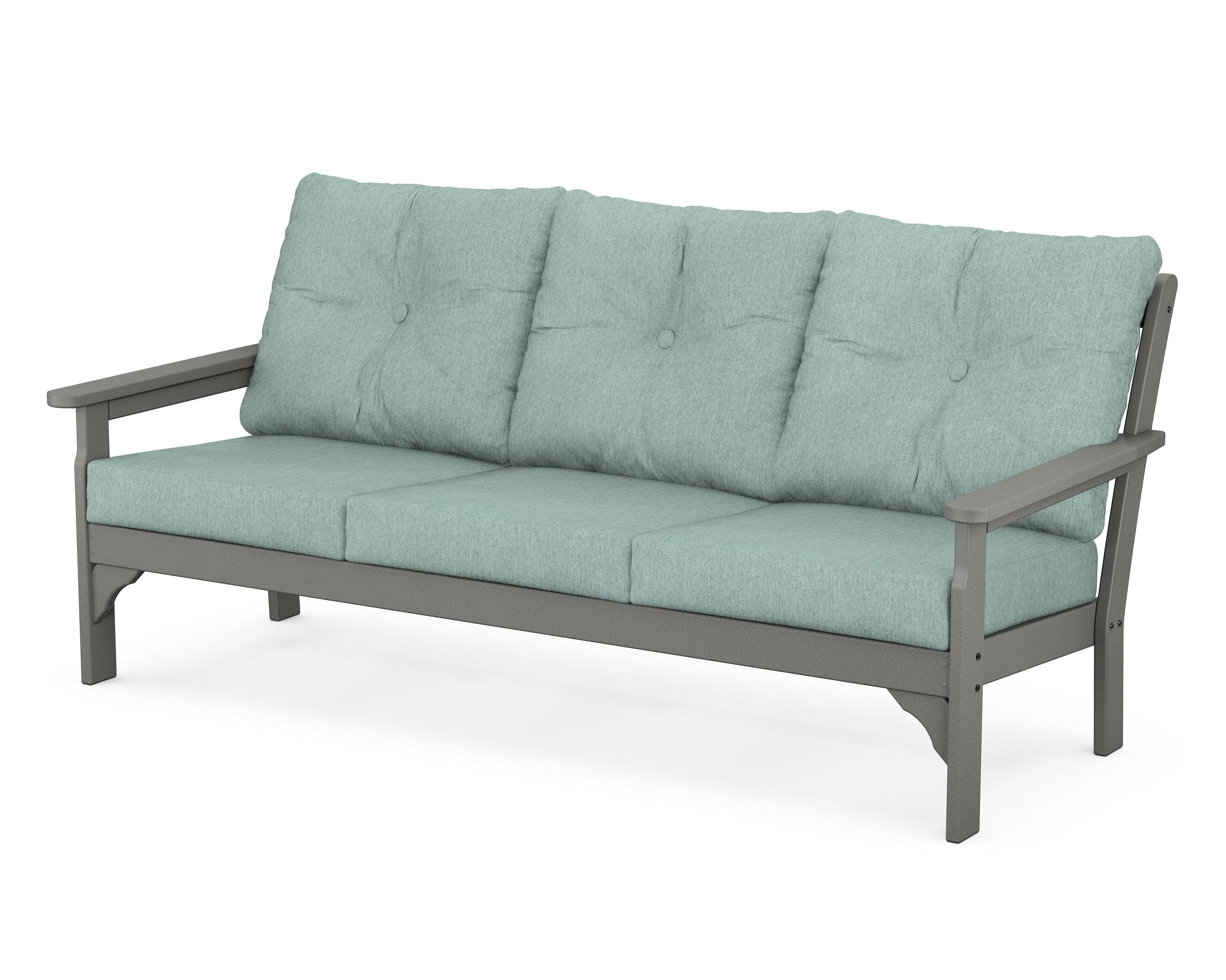 POLYWOOD® Vineyard Deep Seating Sofa in Slate Grey / Glacier Spa