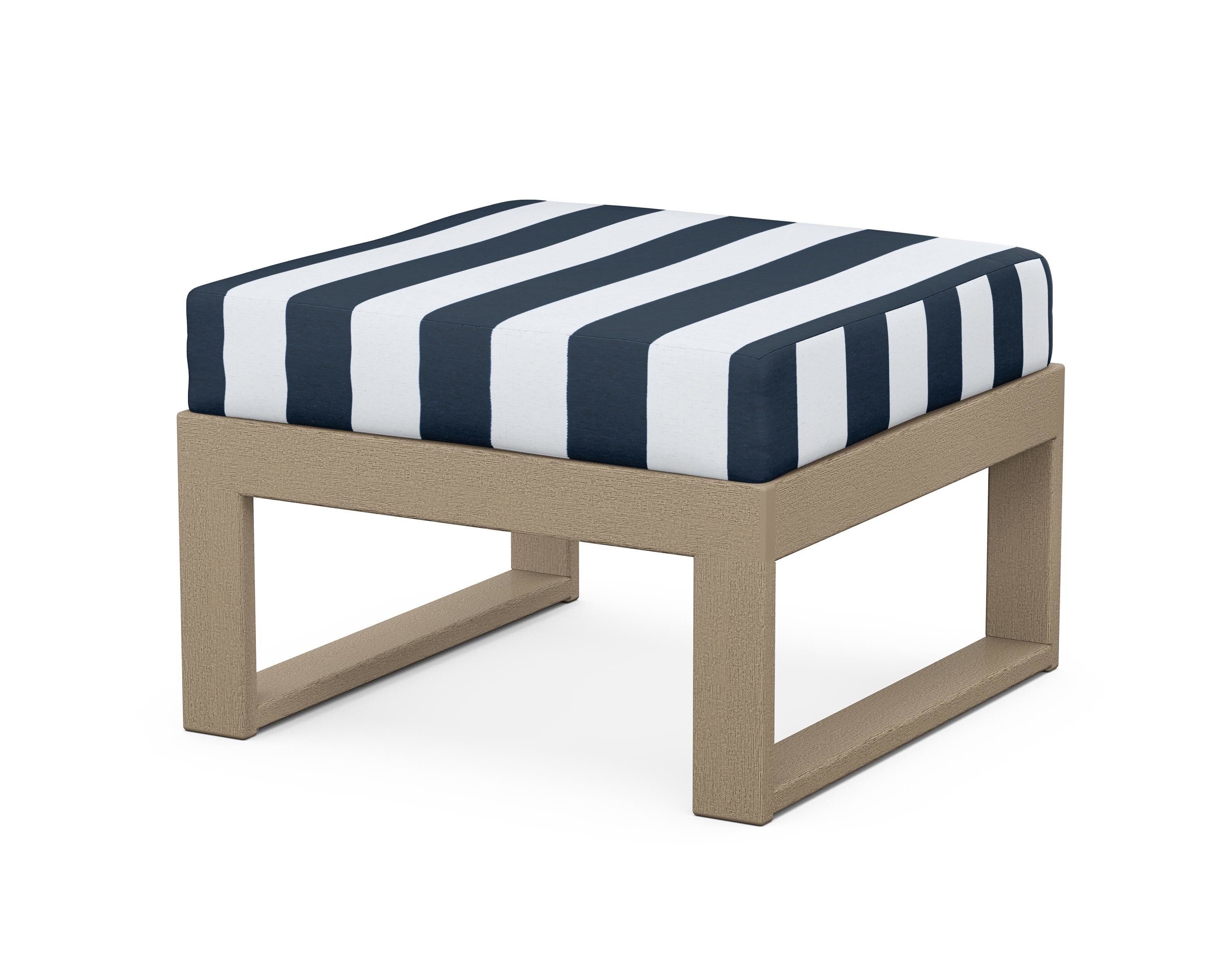 Unbranded Modular Ottoman - Modern in Vintage Sahara / Cabana Stripe Marine Indigo