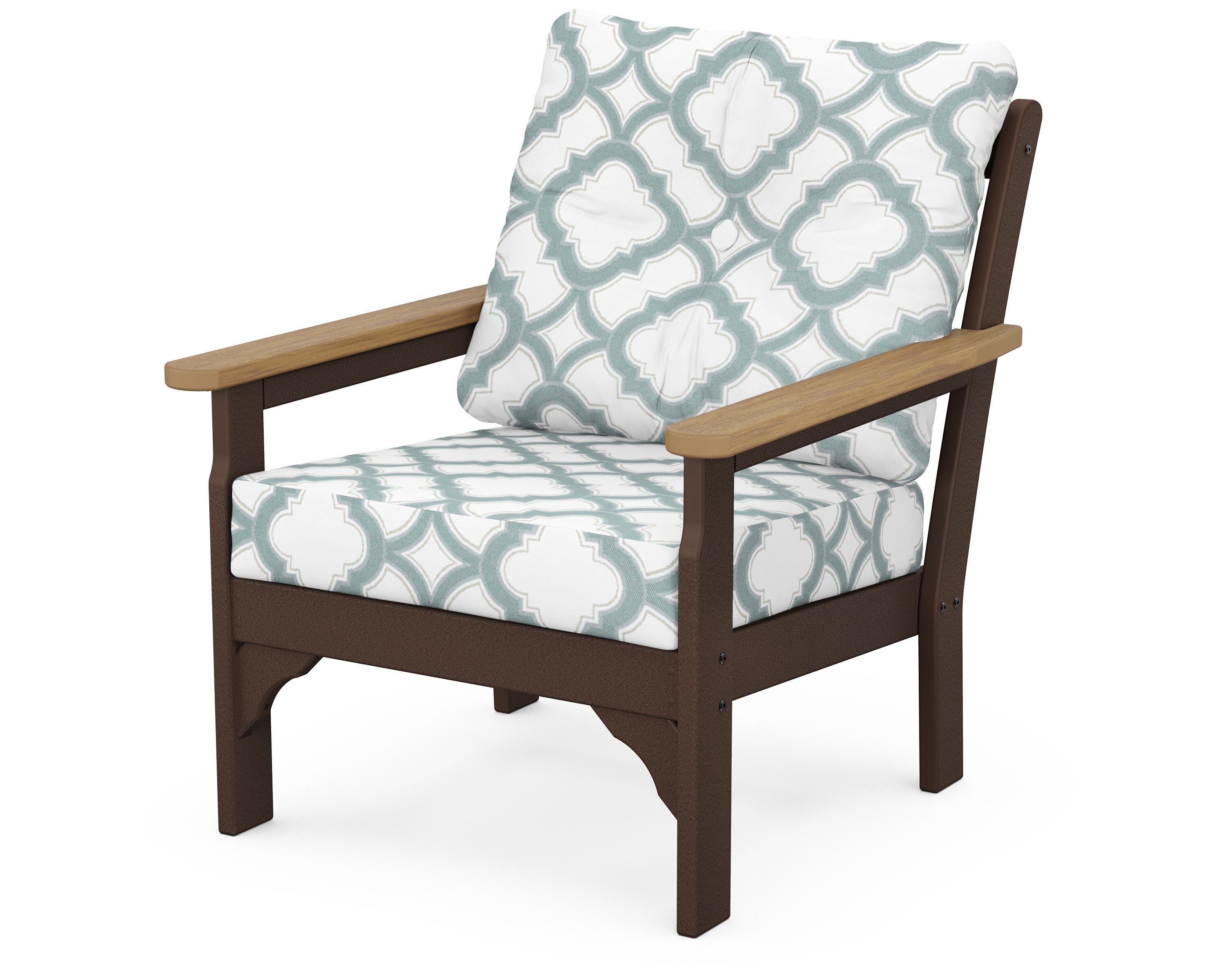 POLYWOOD® Vineyard Deep Seating Chair in Mahogany / Natural / Trellis Glacier Spa