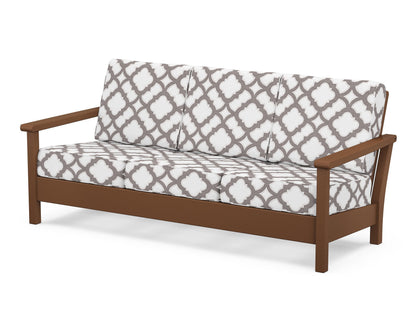 POLYWOOD® Harbour Deep Seating Sofa in Teak / Trellis Grey Mist