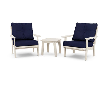 POLYWOOD® Lakeside 3-Piece Deep Seating Chair Set in Sand / Navy