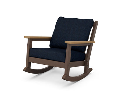 POLYWOOD® Chippendale Deep Seating Rocking Chair in Mahogany / Natural / Marine Indigo